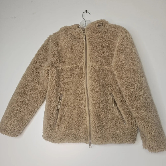 Aritzia Tna Sherpa Fleece Hooded Jacket Tan Size XXS - Picture 5 of 16